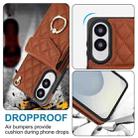 For Samsung Galaxy S25 Edge 5G Rhombic Texture Card Bag Phone Case with Long Lanyard(Brown) - 3