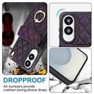 For Samsung Galaxy S25 Edge 5G Rhombic Texture Card Bag Phone Case with Long Lanyard(Dark Purple) - 3