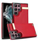 For Samsung Galaxy S22 Ultra 5G Metal Buckle Card Slots Phone Case(Red) - 1