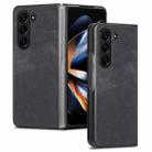 For Samsung Galaxy Z Fold5 Skin-feel Solid Color PU Back Cover Phone Case(Black) - 1