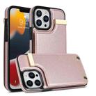 For iPhone 14 Pro Max Metal Buckle Card Slots Phone Case(Rose Gold) - 1