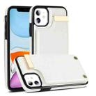 For iPhone 11 Metal Buckle Card Slots Phone Case(White) - 1