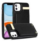 For iPhone 11 Metal Buckle Card Slots Phone Case(Black) - 1