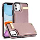 For iPhone 11 Metal Buckle Card Slots Phone Case(Rose Gold) - 1