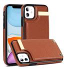 For iPhone 11 Metal Buckle Card Slots Phone Case(Brown) - 1