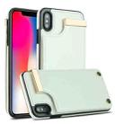 For iPhone XS Max Metal Buckle Card Slots Phone Case(White) - 1