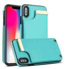 For iPhone XS Max Metal Buckle Card Slots Phone Case(Green) - 1