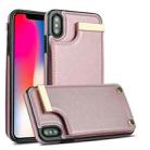 For iPhone XS Max Metal Buckle Card Slots Phone Case(Rose Gold) - 1