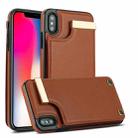 For iPhone XS Max Metal Buckle Card Slots Phone Case(Brown) - 1