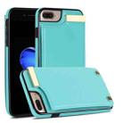 For iPhone 8 Plus / 7 Plus Metal Buckle Card Slots Phone Case(Green) - 1