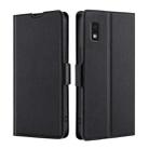 For Sharp Aqous Wish3 Ultra-thin Voltage Side Buckle Horizontal Flip Leather Phone Case(Black) - 1
