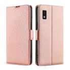 For Sharp Aqous Wish3 Ultra-thin Voltage Side Buckle Horizontal Flip Leather Phone Case(Rose Gold) - 1