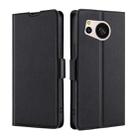 For Sharp Aquos Sense 8 Ultra-thin Voltage Side Buckle Horizontal Flip Leather Phone Case(Black) - 1
