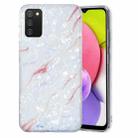 For Samsung Galaxy A03s EU Version IMD Shell Pattern TPU Phone Case(White Marble) - 1