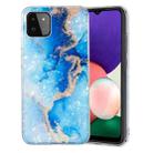 For Samsung Galaxy A22 5G IMD Shell Pattern TPU Phone Case(Blue Gold Marble) - 1