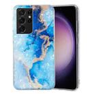 For Samsung Galaxy S21 Ultra 5G IMD Shell Pattern TPU Phone Case(Blue Gold Marble) - 1