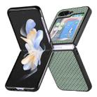 For Samsung Galaxy Z Flip5 Carbon Fiber Fold Back Phone Case(Green) - 1