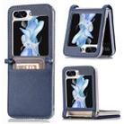 For Samsung Galaxy Z Flip5 Litchi Texture PU Card Fold Back Phone Case(Blue) - 1