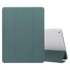 For iPad 9.7(2018)/(2017)/Air 2/Air 3-folding Electric Pressed Skin Texture Horizontal Flip Shockproof Transparent TPU + PU Leather Case with Holder & Pen Slot & Sleep / Wake-up Function(Deep Green) - 1