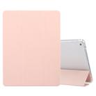 For iPad 9.7(2018)/(2017)/Air 2/Air 3-folding Electric Pressed Skin Texture Horizontal Flip Shockproof Transparent TPU + PU Leather Case with Holder & Pen Slot & Sleep / Wake-up Function(Light Pink) - 1