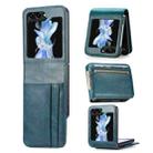 For Samsung Galaxy Z Flip5 Solid Color Gloss PU Wallet Back Phone Case(Blue) - 1