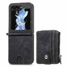 For Samsung Galaxy Z Flip5 Skin-feel PU Zipper Wallet Phone Case(Black) - 1