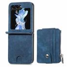 For Samsung Galaxy Z Flip5 Skin-feel PU Zipper Wallet Phone Case(Blue) - 1
