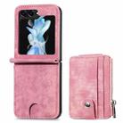 For Samsung Galaxy Z Flip5 Skin-feel PU Zipper Wallet Phone Case(Rose Gold) - 1