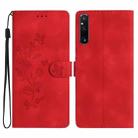 For Sony Xperia 1 V Flower Butterfly Embossing Pattern Leather Phone Case(Red) - 1