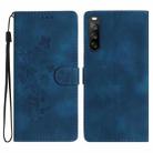 For Sony Xperia 10 V Flower Butterfly Embossing Pattern Leather Phone Case(Blue) - 1