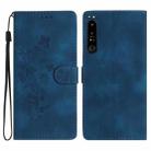 For Sony Xperia 10 IV Flower Butterfly Embossing Pattern Leather Phone Case(Blue) - 1