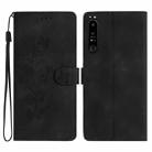For Sony Xperia 10 IV Flower Butterfly Embossing Pattern Leather Phone Case(Black) - 1