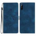 For Sony Xperia L4 Flower Butterfly Embossing Pattern Leather Phone Case(Blue) - 1