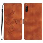 For Sony Xperia L4 Flower Butterfly Embossing Pattern Leather Phone Case(Brown) - 1