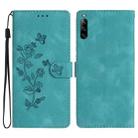 For Sony Xperia L4 Flower Butterfly Embossing Pattern Leather Phone Case(Sky Blue) - 1