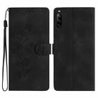 For Sony Xperia L4 Flower Butterfly Embossing Pattern Leather Phone Case(Black) - 1