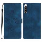For Sony Xperia 5 Flower Butterfly Embossing Pattern Leather Phone Case(Blue) - 1