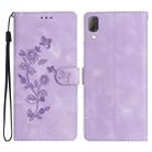 For Sony Xperia L3 Flower Butterfly Embossing Pattern Leather Phone Case(Purple) - 1