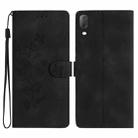 For Sony Xperia L3 Flower Butterfly Embossing Pattern Leather Phone Case(Black) - 1