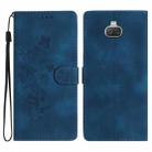 For Sony Xperia 10 Flower Butterfly Embossing Pattern Leather Phone Case(Blue) - 1