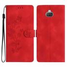 For Sony Xperia 10 Flower Butterfly Embossing Pattern Leather Phone Case(Red) - 1