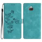 For Sony Xperia 10 Flower Butterfly Embossing Pattern Leather Phone Case(Sky Blue) - 1