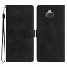 For Sony Xperia 10 Flower Butterfly Embossing Pattern Leather Phone Case(Black) - 1