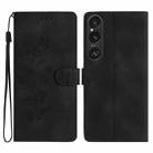 For Sony Xperia 1 VI Flower Butterfly Embossing Pattern Leather Phone Case(Black) - 1