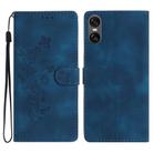 For Sony Xperia 10 VI Flower Butterfly Embossing Pattern Leather Phone Case(Blue) - 1