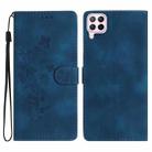 For Huawei P40 lite Flower Butterfly Embossing Pattern Leather Phone Case(Blue) - 1