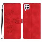 For Huawei P40 lite Flower Butterfly Embossing Pattern Leather Phone Case(Red) - 1