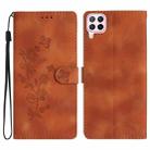 For Huawei P40 lite Flower Butterfly Embossing Pattern Leather Phone Case(Brown) - 1