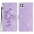 For Huawei P40 lite Flower Butterfly Embossing Pattern Leather Phone Case(Purple) - 1