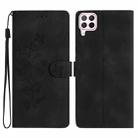 For Huawei P40 lite Flower Butterfly Embossing Pattern Leather Phone Case(Black) - 1